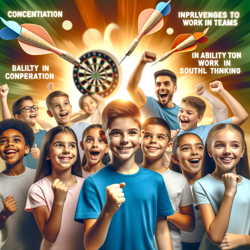 Enthusiastic children participating in a youth dart program, showcasing the rising popularity and benefits of dart programs for kids, including improved concentration, teamwork, and strategic thinking.
