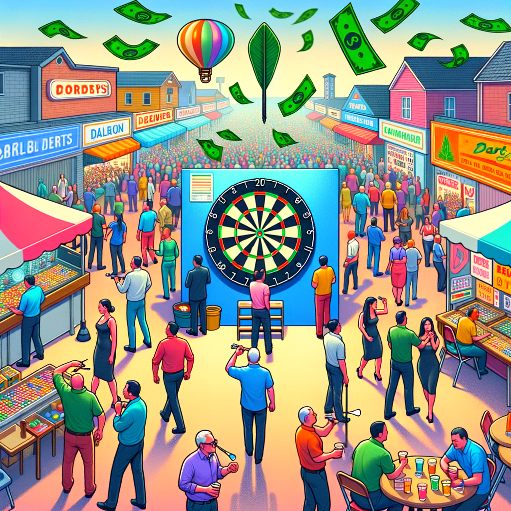 Local darts tournament showcasing the economic benefits of darts on local community economy, highlighting darts-related revenue and the positive impact of darts on local businesses and community development.