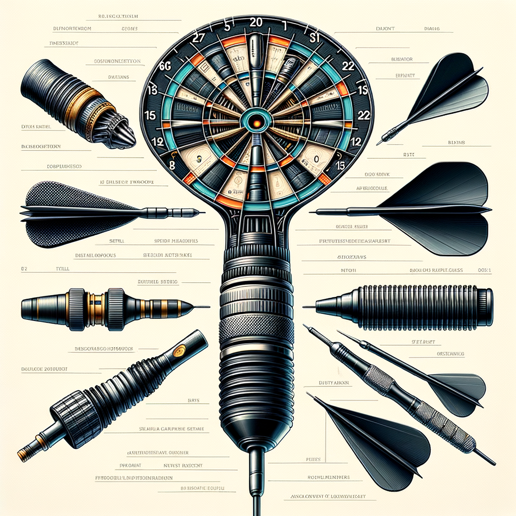 Professional illustration of Dart Anatomy showcasing Dart Design Principles, Dart Components, and Materials used in Dart Construction for comprehensive Understanding of Dart Design and Materials.
