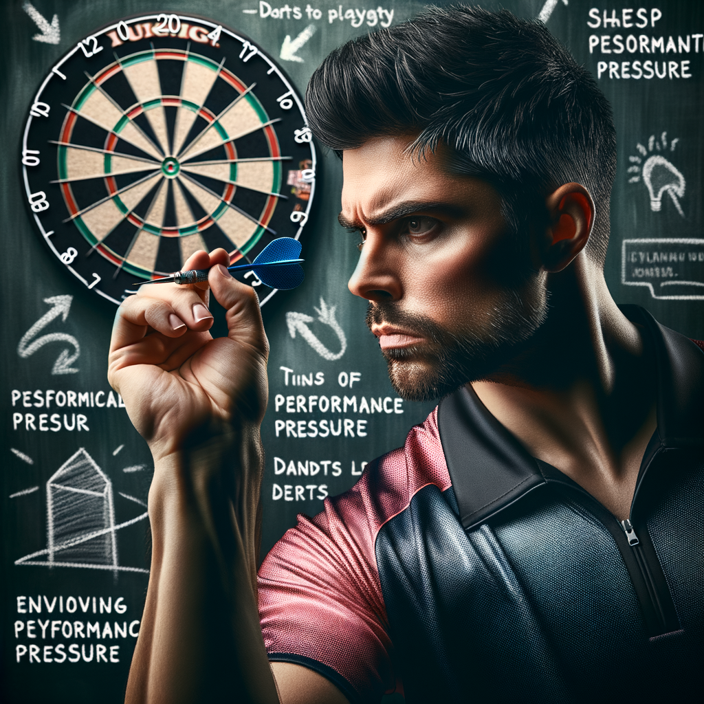 Darts player demonstrating focus and concentration, highlighting the psychology of darts, mental aspects, performance improvement strategies, and pressure management techniques for enhanced performance in darts.
