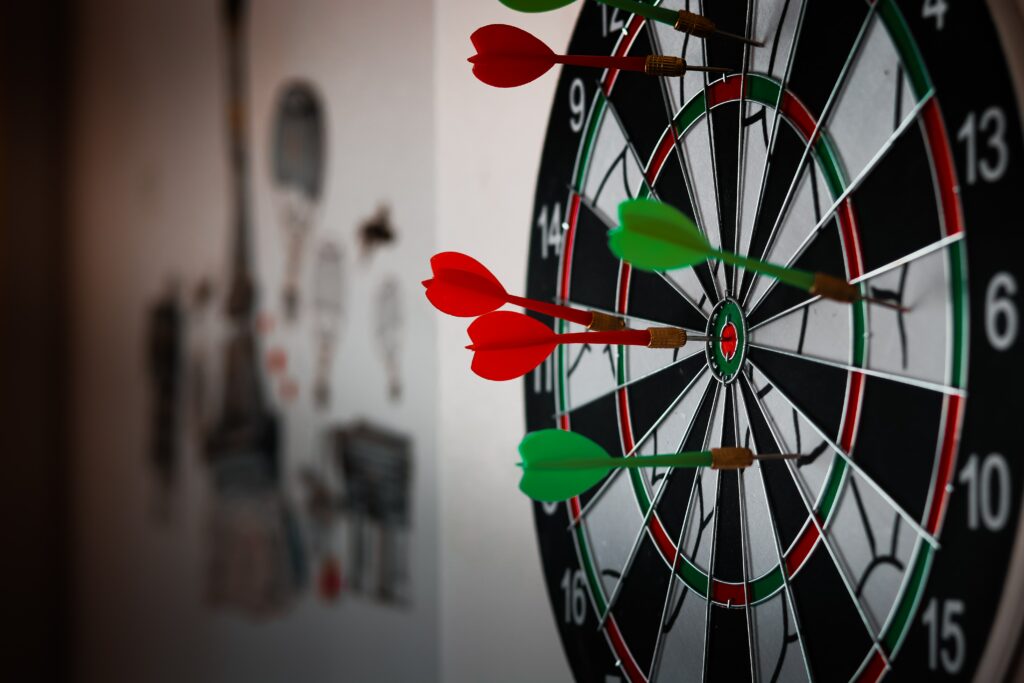 hitting within inner rings in the dartboard number