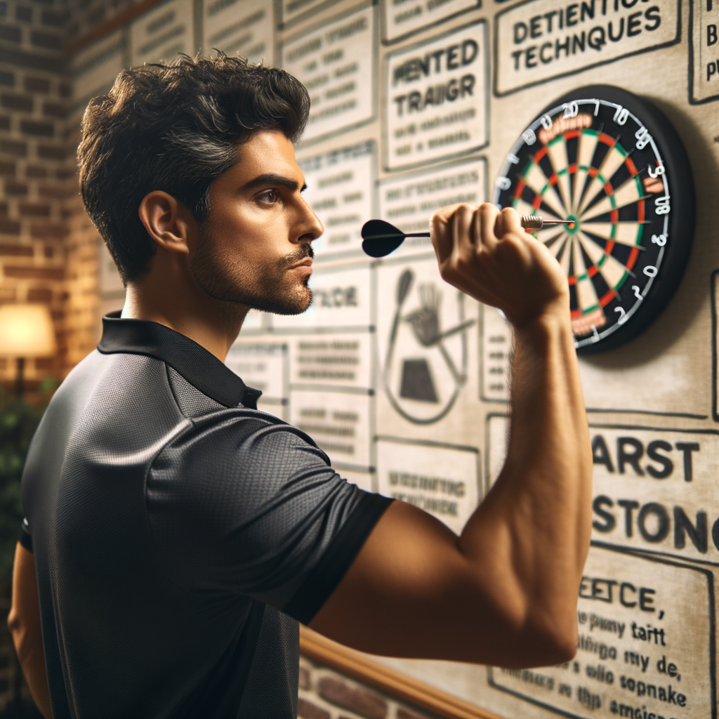 Dart player executing a perfect throw, demonstrating dart playing tips, improving focus in darts, and concentration techniques for enhanced performance.